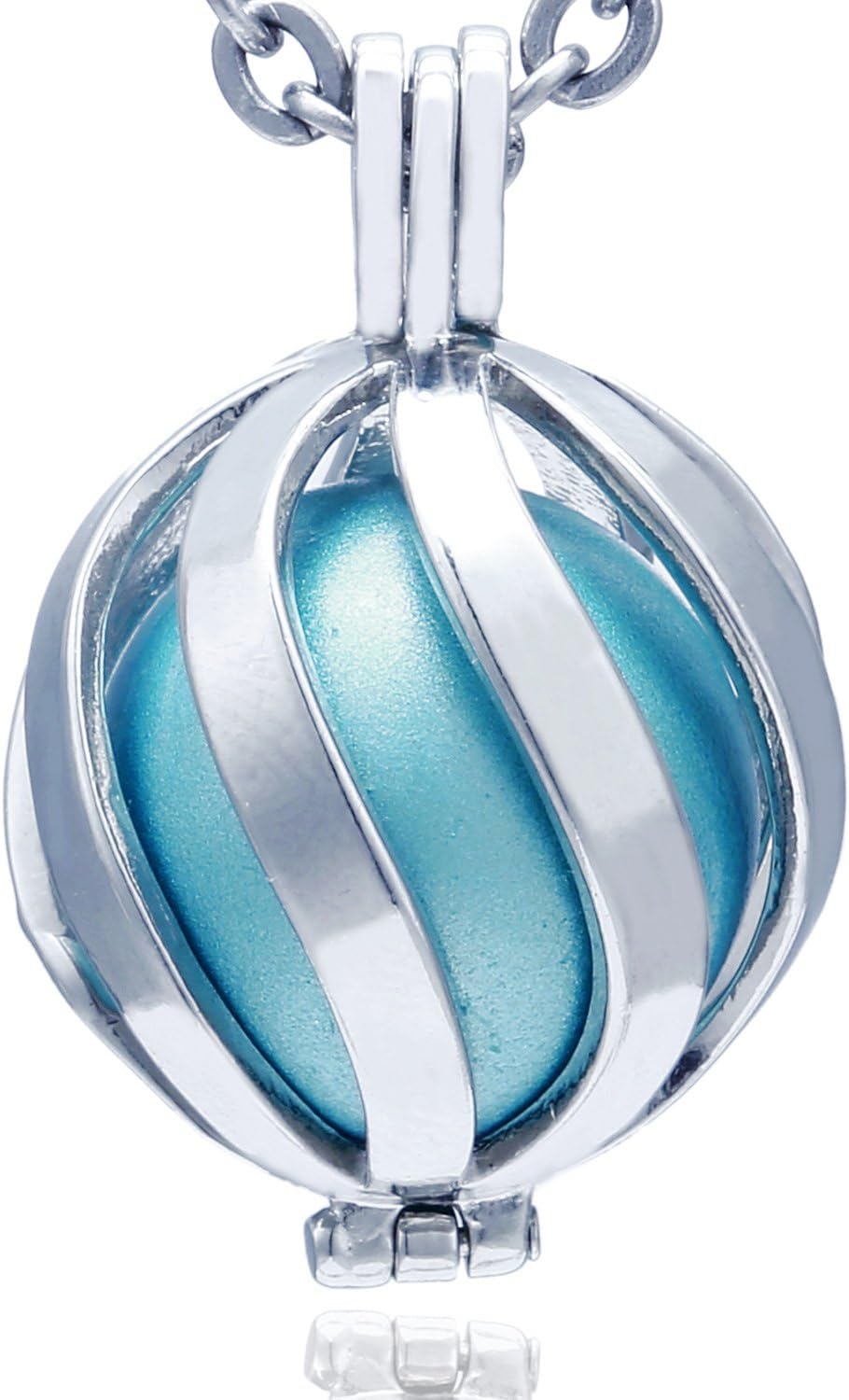 Detalle de Morella Catenina Donna Angelo Custode in Acciaio Inox 70 cm con Ciondolo Spirale e Sfera zirconi Ø 16 mm