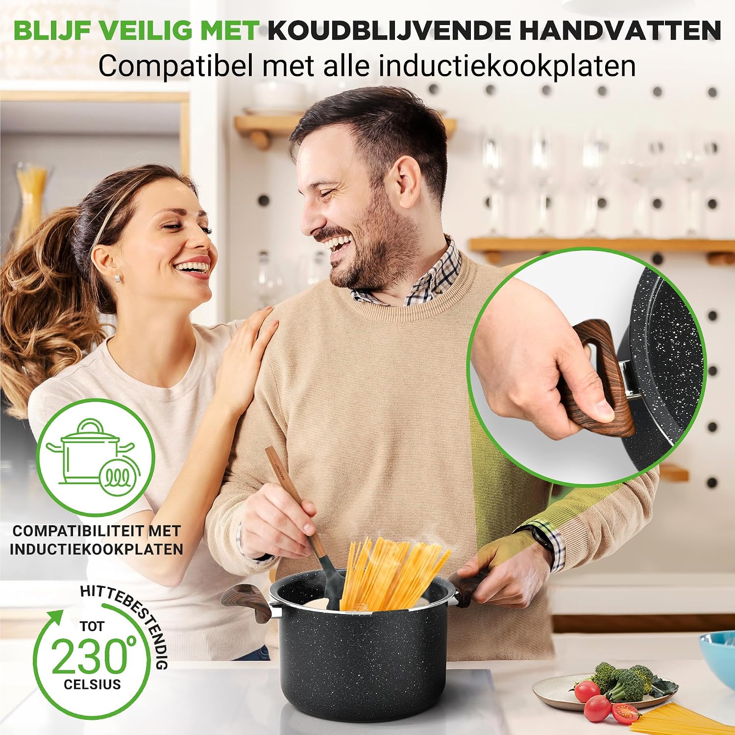 Thumbnail 4 de NutriChef NCMK2217 pastapan 5,1 liter met vergietdeksel en antiaanbaklaag