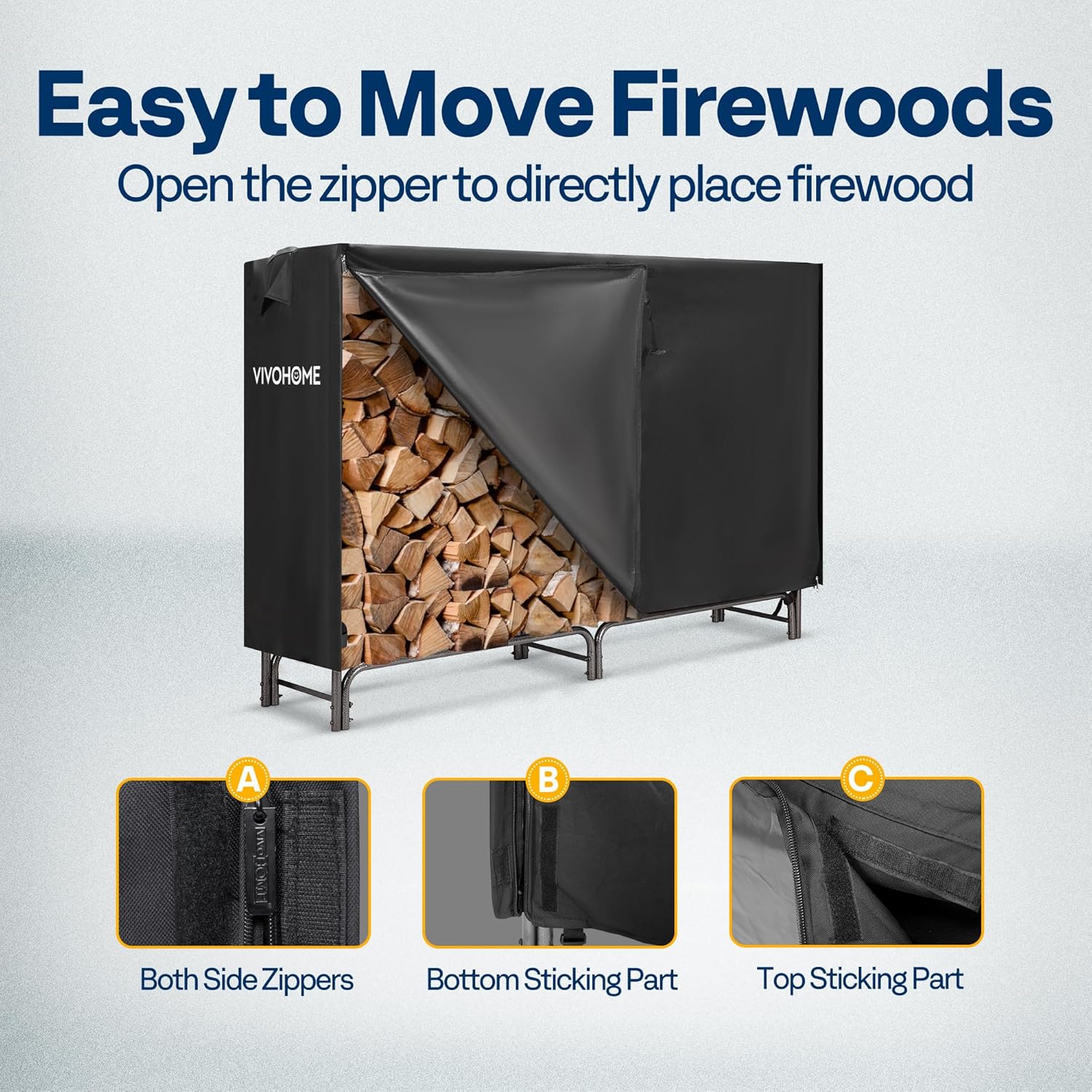 Thumbnail 3 de VIVOHOME 6ft Heavy Duty Log Rack with Cover 🪵