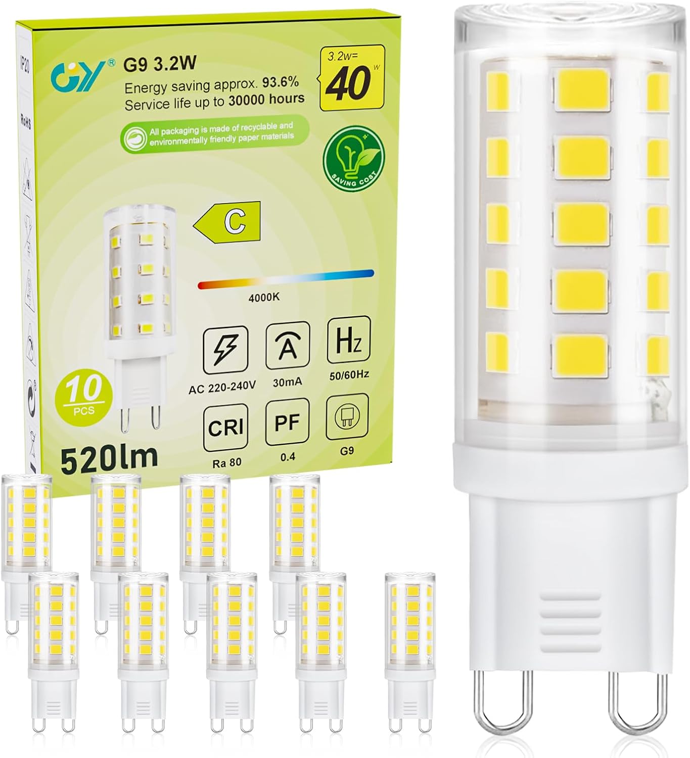 Detalle de GY Bombilla G9 LED 3.2W 520 lúmenes