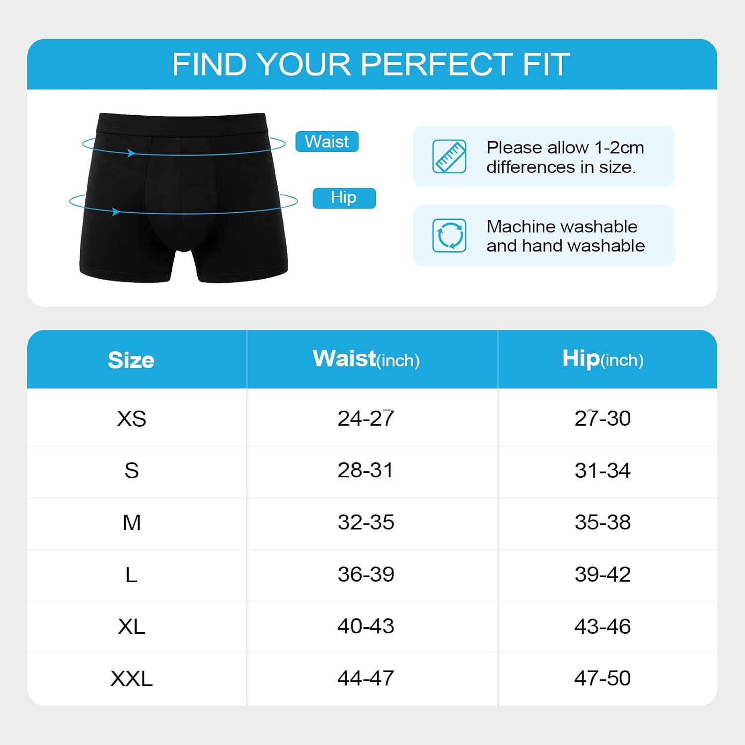 Detalle de LOFIR Men's Incontinence Pant Underwear: Washable Cotton Boxers with 150ml Absorbent Pad