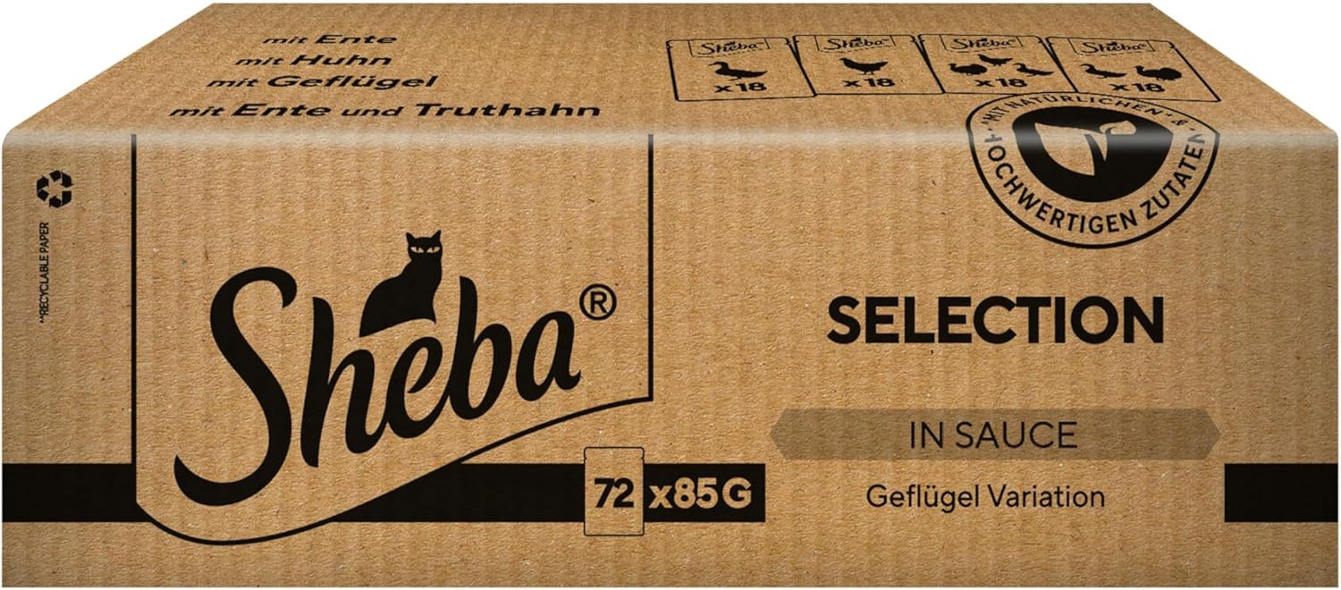 Detalle de Sheba Selection in Sauce Katzenfutter Geflügelauswahl – 72 Beutel (72 x 85 g)