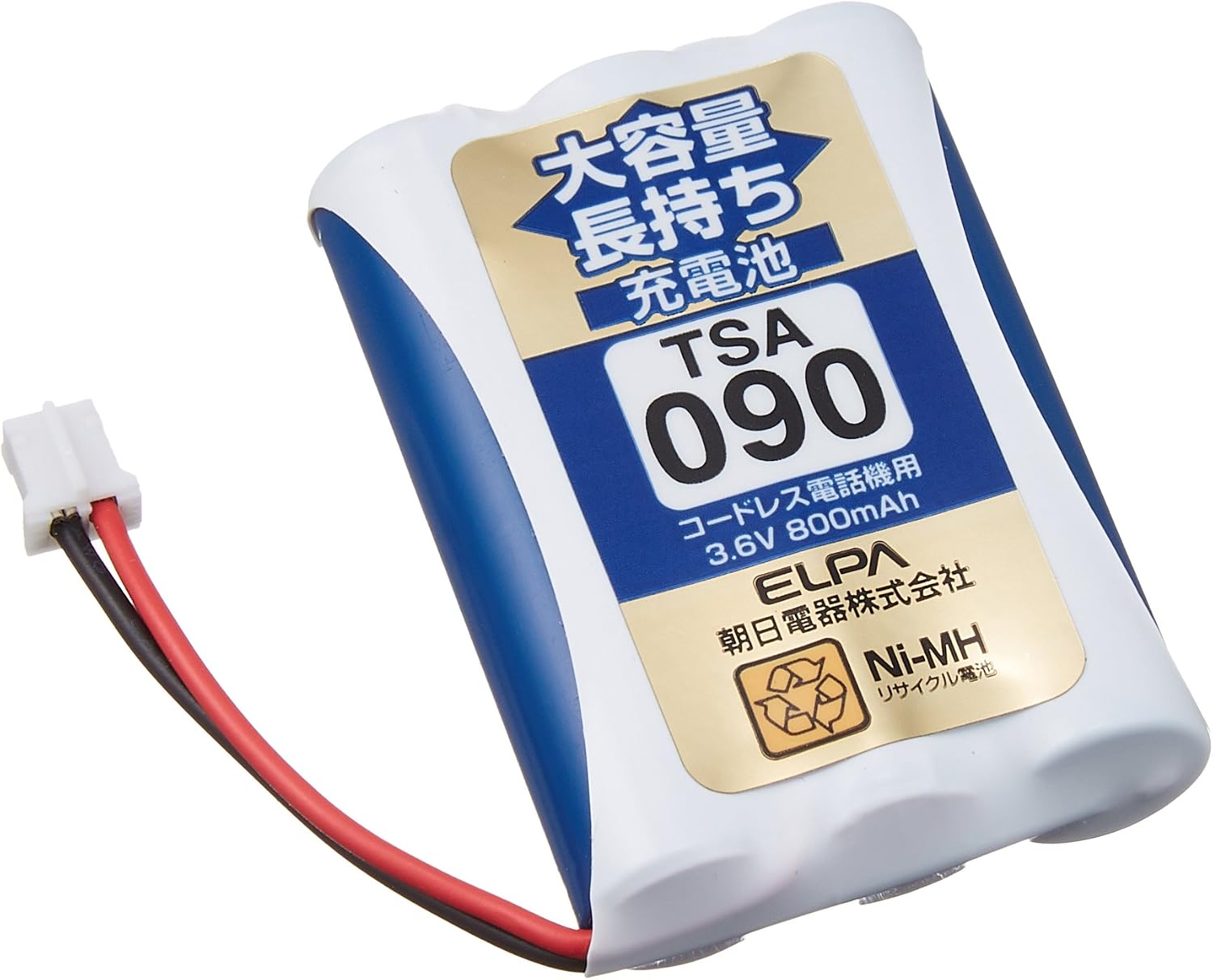 Detalle de ELPA TSA-090 子機用充電池 3.6V・800mAhのニッケル水素タイプ