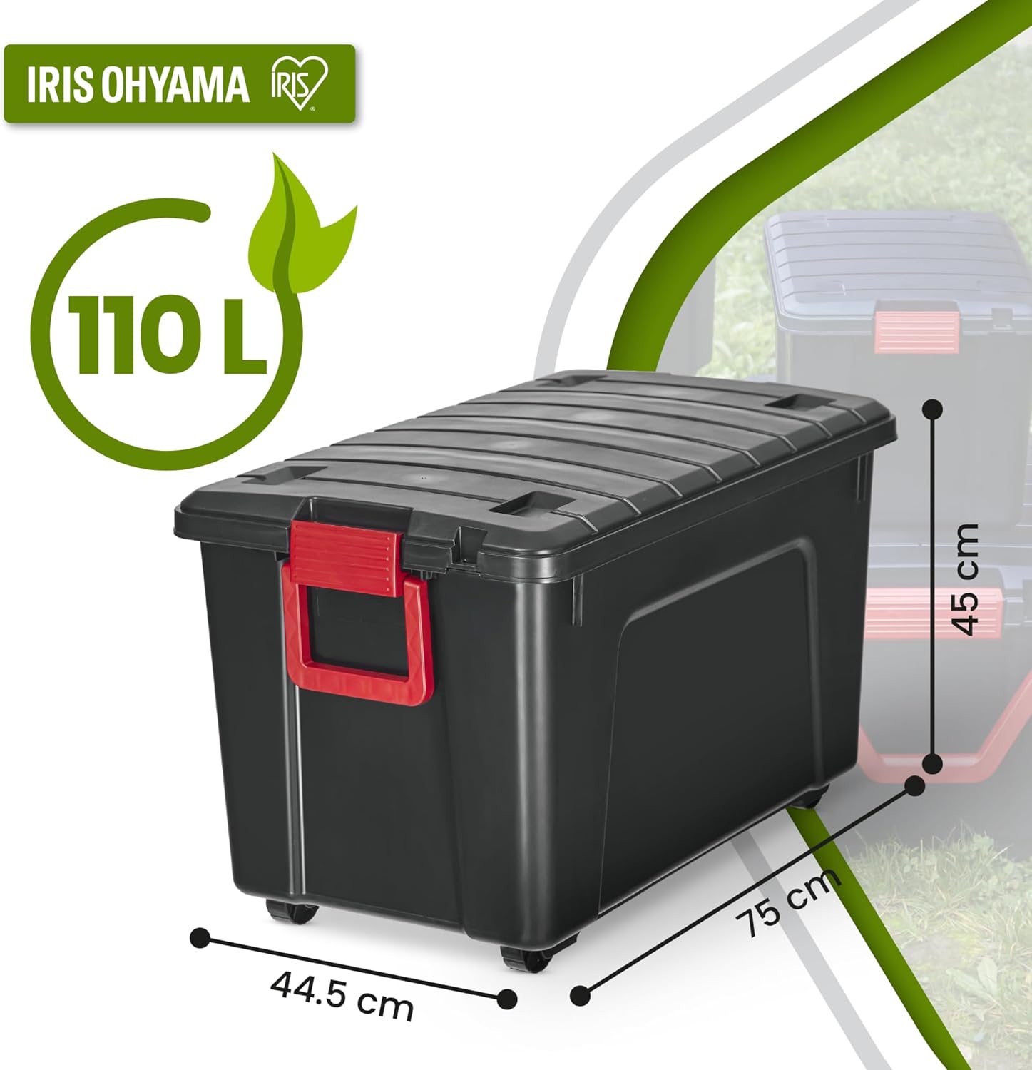 Thumbnail 1 de Iris Ohyama Große Kunststoff-Aufbewahrungsbox SIA-110 110 L im 2er-Set, schwarz, B75 x T44,5 x H45 cm