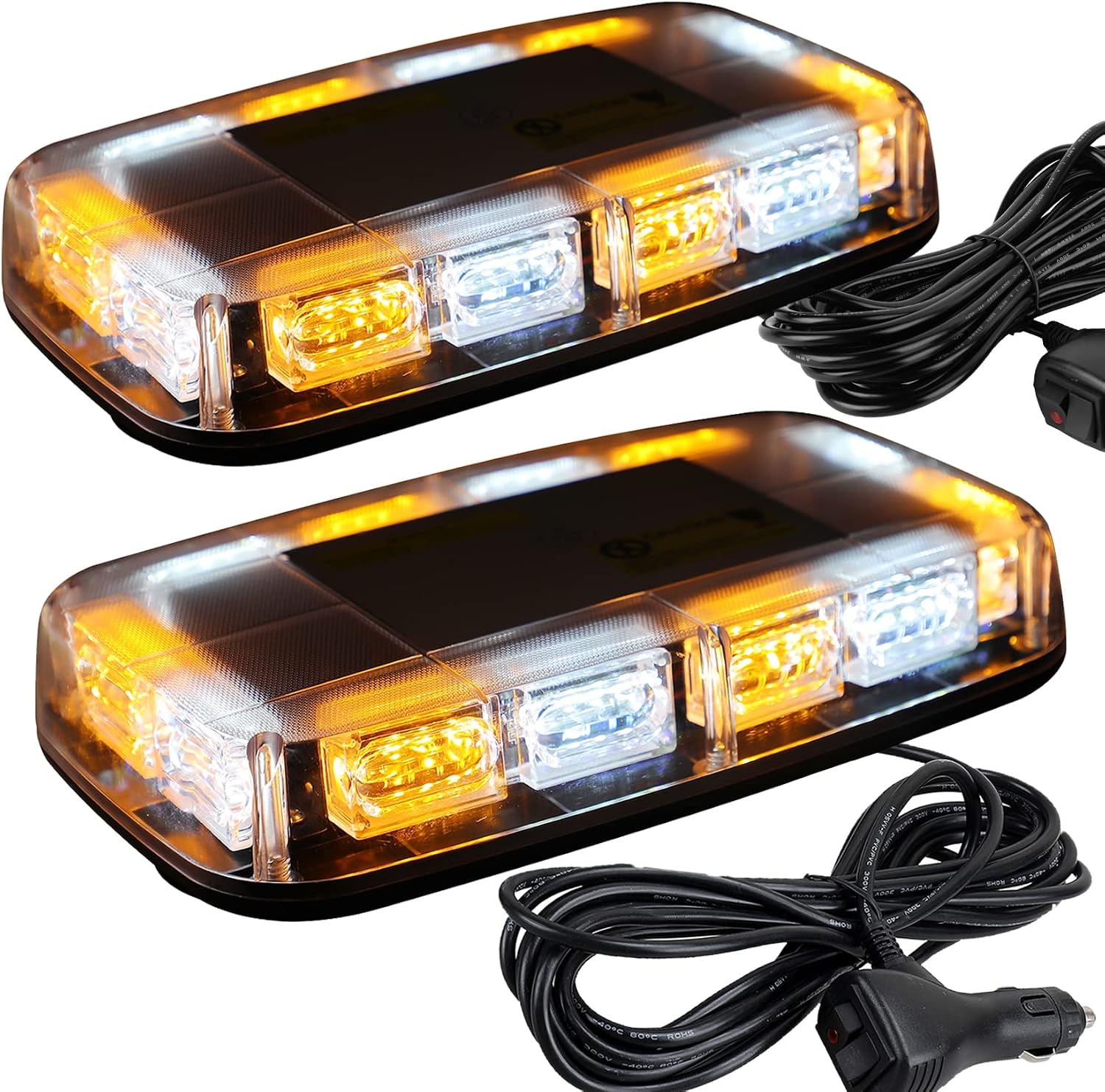 ASPL 2pcs 48LED Roof Top Strobe Lights with Magnetic Base (12–24V) – Amber/White Emergency Warning Bar