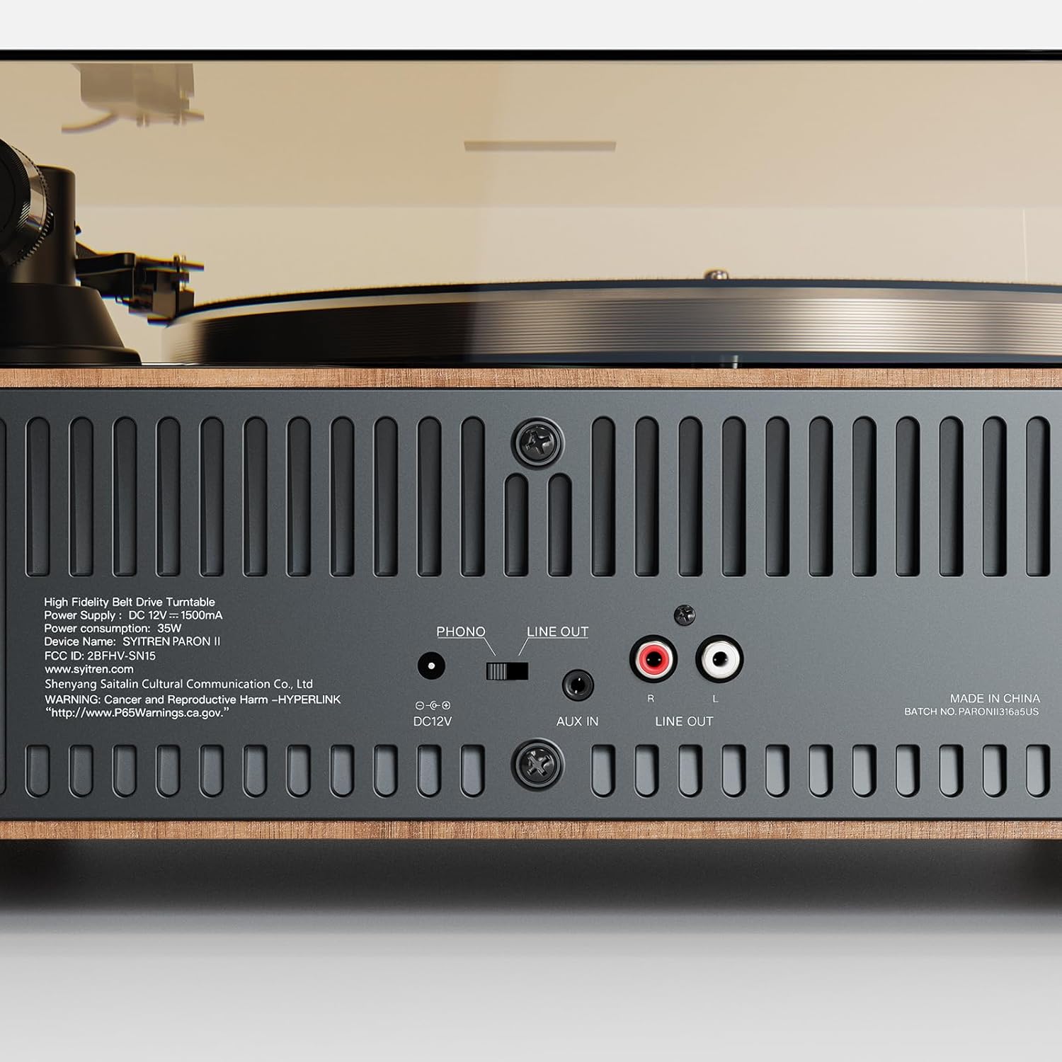 Detalle 2 de Syitren Paron Turntable with Bluetooth 33/45 RPM