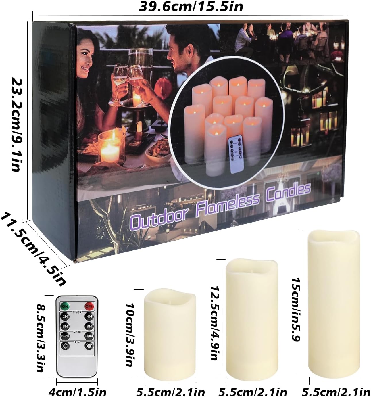 Detalle 2 de CLTNIKET hi681 Flameless LED Candles, 24-Pack in Three Sizes with Remote