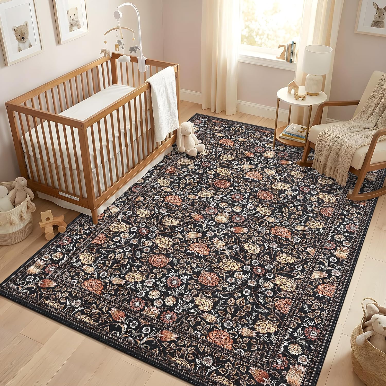 Thumbnail 3 de GarveeHome Brown Vintage Floral Rug 5x7