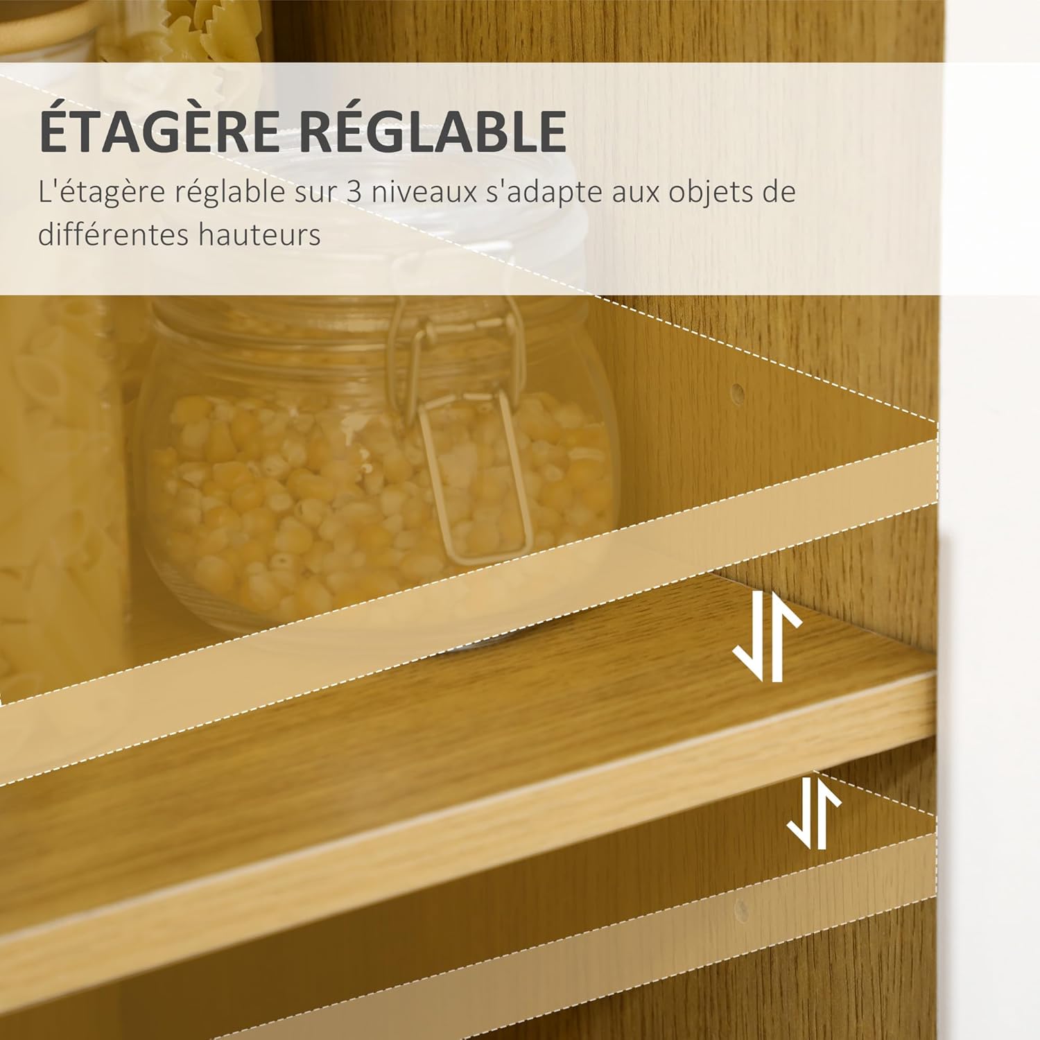 Thumbnail 4 de HOMCOM Meuble Micro-ondes Buffet Cuisine 90 x 40 x 98,5 cm – Naturel et Blanc