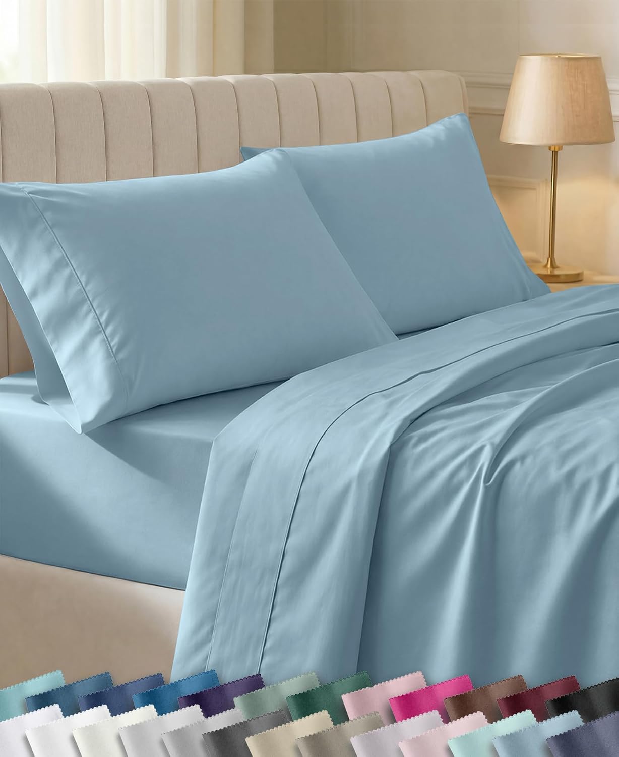 Detalle de California Design Den 840307129253 King Cotton Sheet Set, 400-Thread-Count Sateen