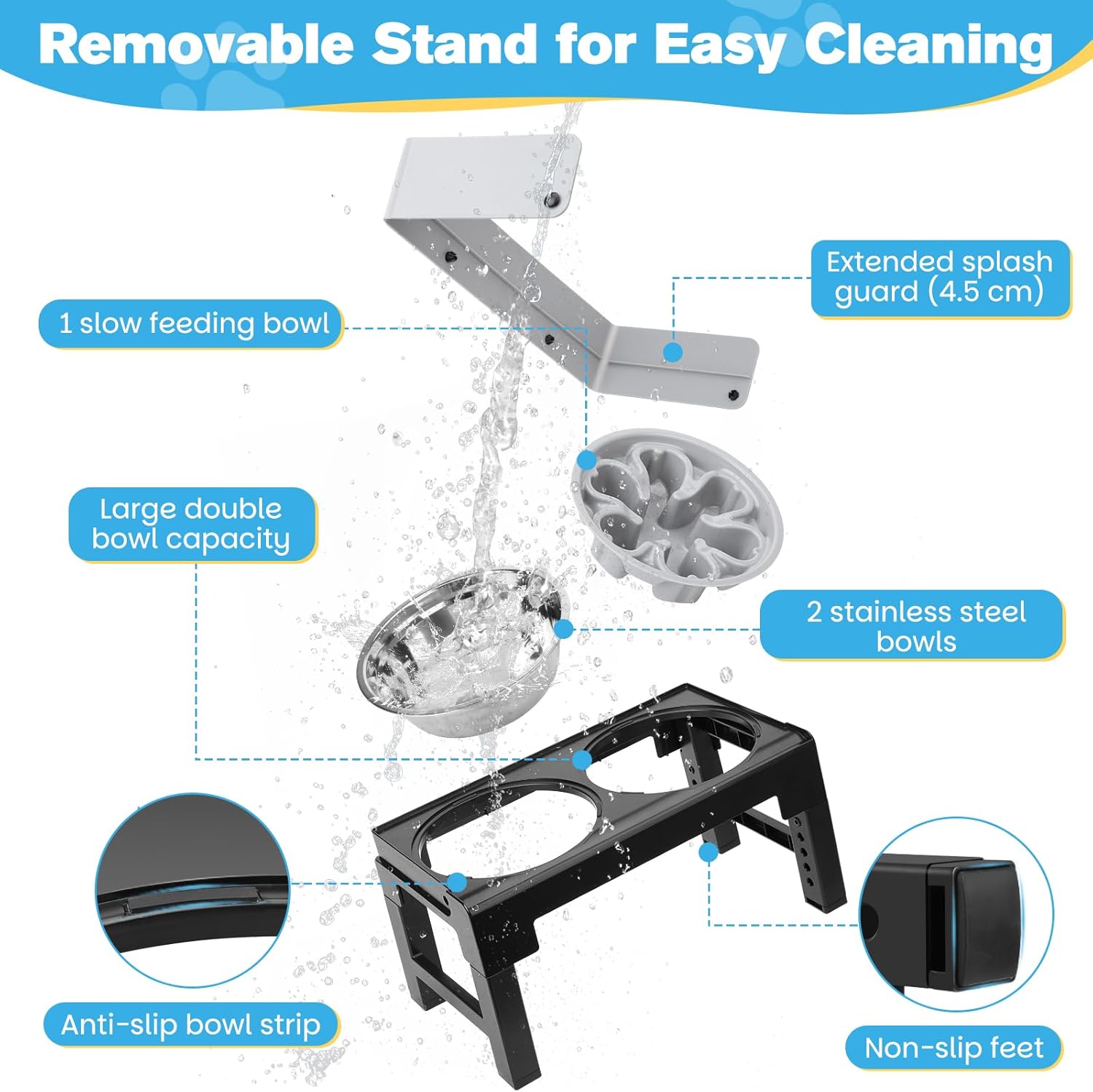 Thumbnail 4 de Zivacate Hundenapf erhöht – 6-fach höhenverstellbar, neigbar, 2 Edelstahl-Näpfe plus Fressverlangsamung