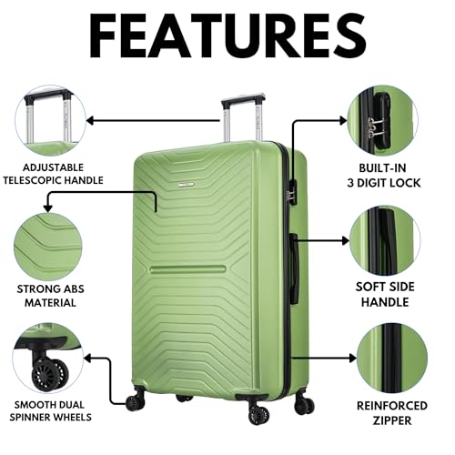 Detalle de FLYMAX 29" Large Suitcase 4 Wheel Lightweight Hard Shell Travel Case (100 Litre) with 3-Digit Lock and Telescopic Handle