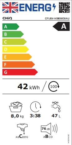 Thumbnail 9 de CHiQ CFL80-14586IM3XAU Front Load Washing Machine (8kg) – Space Pro, Counter Depth, Large Drum