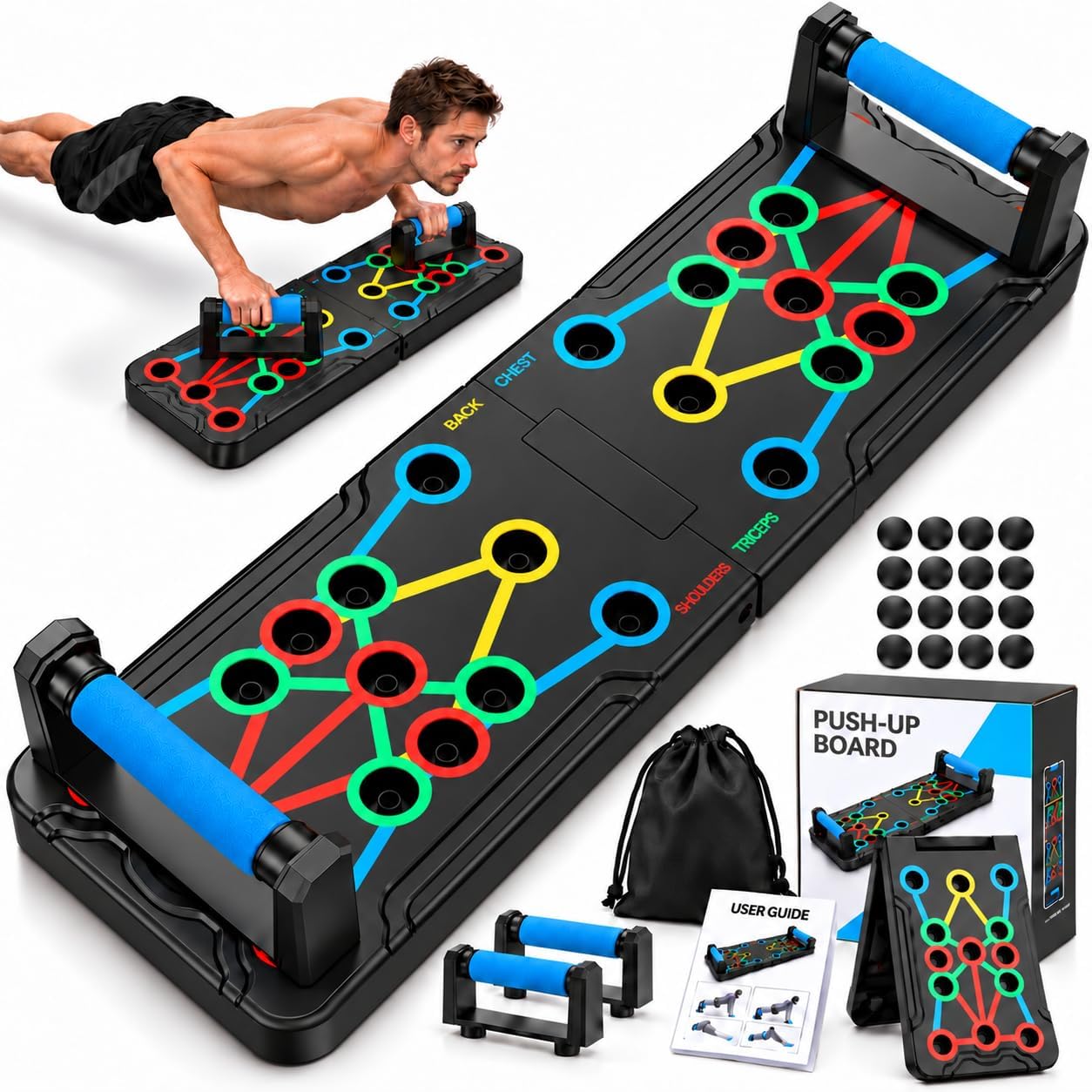 Detalle de IUT Berleng-26K Foldable 30-in-1 Push-Up Board with Ergonomic Handles