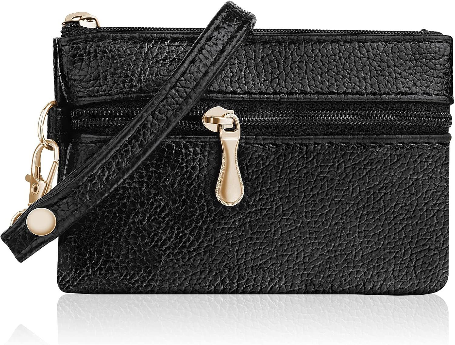 Detalle de Aucuu Petit Porte-Monnaie en Cuir – Mini porte-monnaie avec porte-clés et 2 compartiments, 12 × 8 cm