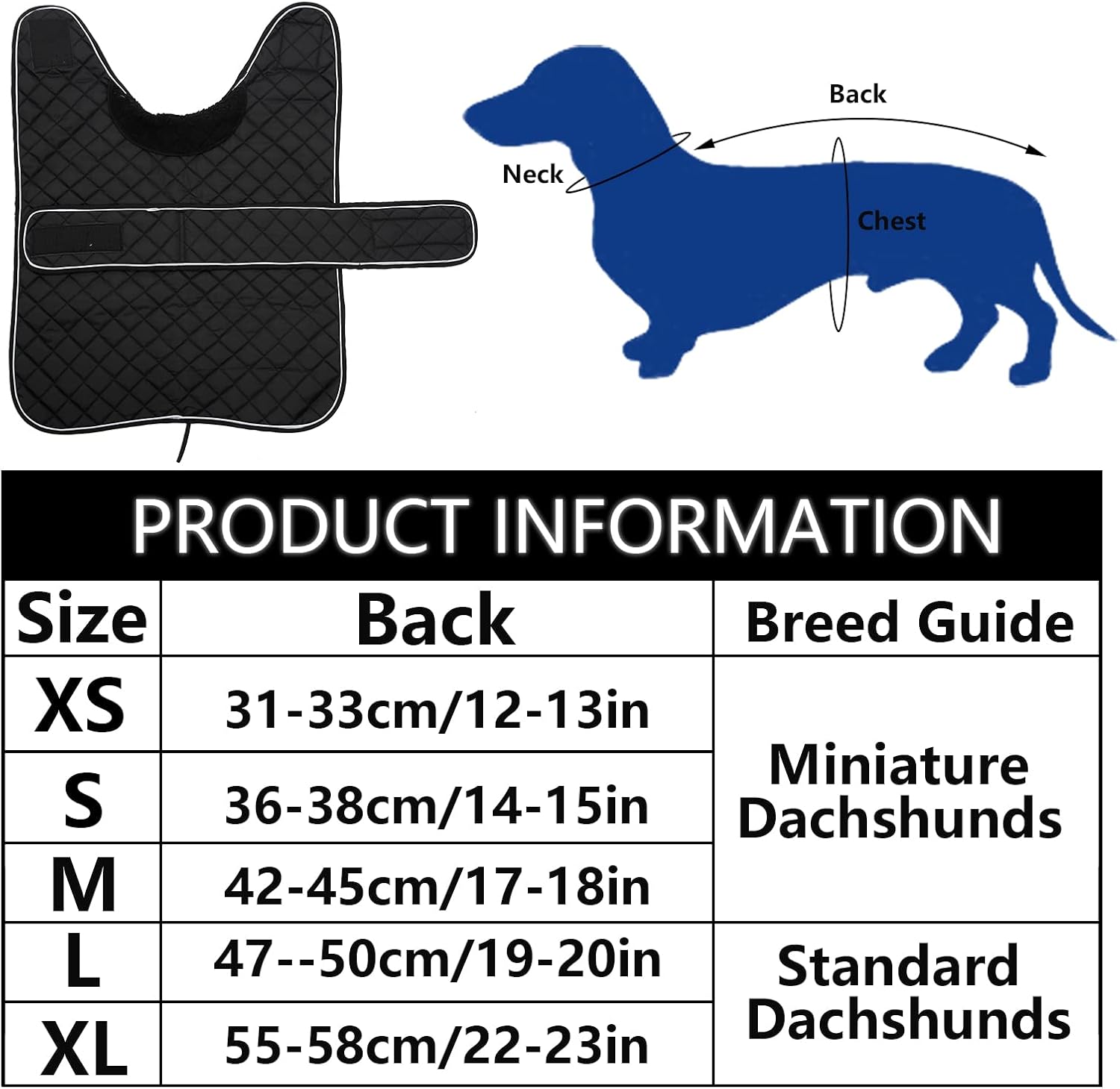 Thumbnail 3 de Morezi Dachshund Winter Coat with Fleece Lining (Dark Blue) – Padded, Windproof & Water-Resistant – Size S
