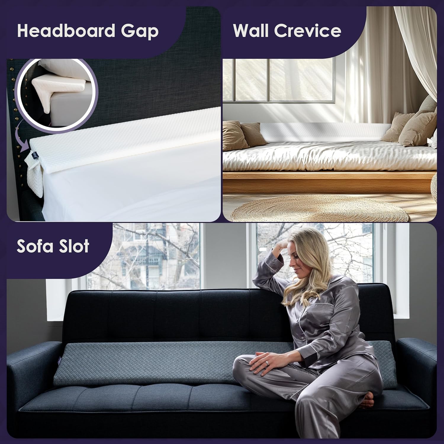 Thumbnail 5 de XetraDesign Bed Wedge Pillow for Headboard Gap (King 76")