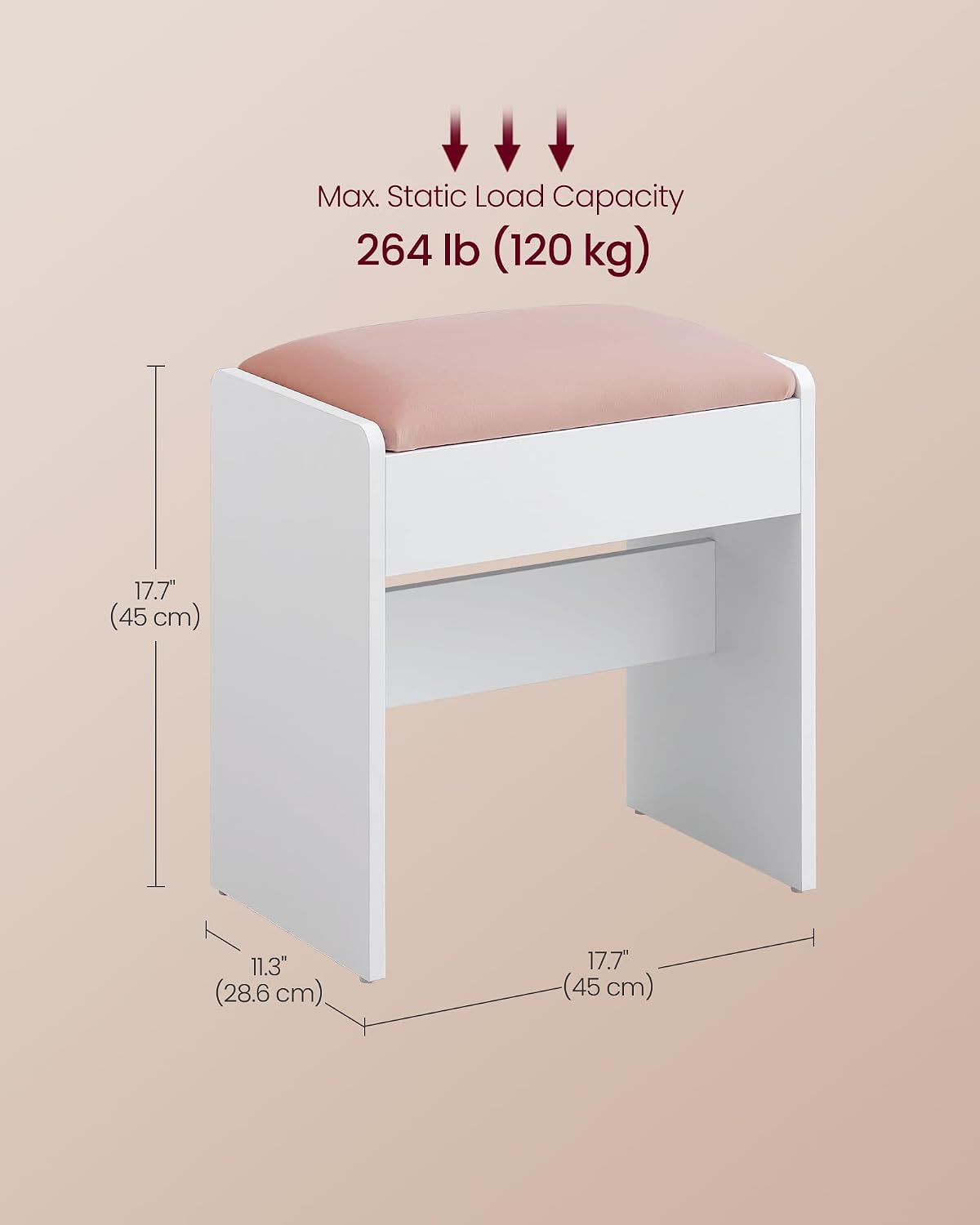Thumbnail 1 de VASAGLE Dressing Table Stool, Velvet Upholstered Makeup Stool – KAILYN Collection, RDS001W02