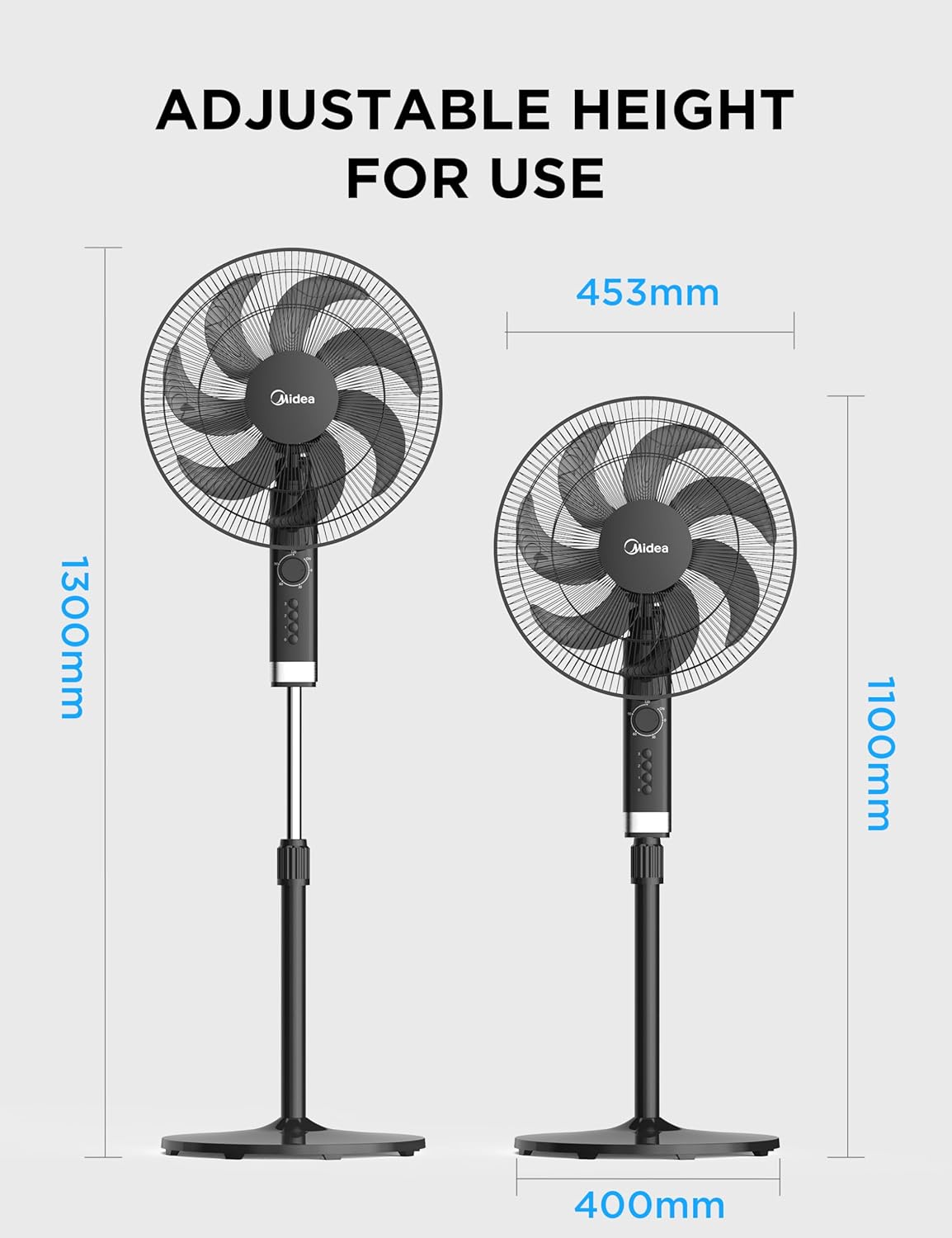 Thumbnail 6 de Midea MPF23MTBUK 50W Pedestal Fan with 7 Blades, 90° Oscillation and 2H Timer