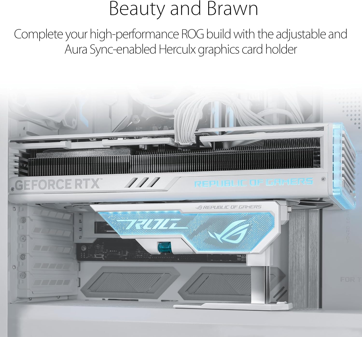 Detalle de ASUS ROG Herculx XH01 ROG HERCULX GRAPHICS CARD HOLDER WT, White GPU Support, 72–128 mm