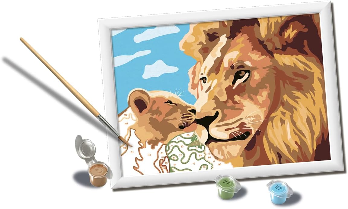 Thumbnail 1 de Ravensburger CreArt: Leone e cucciolo – Dipingere con i Numeri (kit con cornice e colori) per bambini 9+ anni