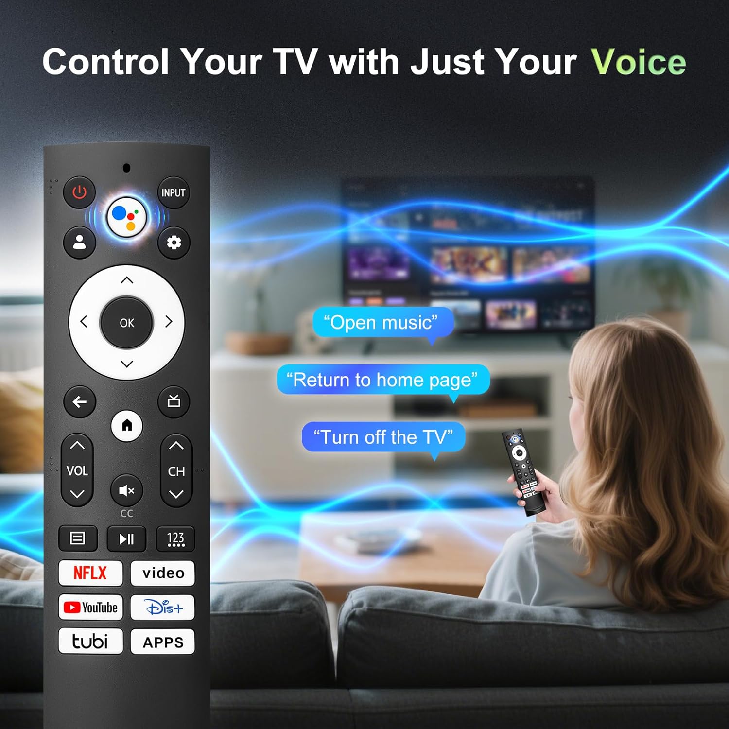 Detalle de Only for Hisense Google Smart TV Voice Remote Replacement (ERF3M90H) for 4K QLED / QLED / Mini-LED models