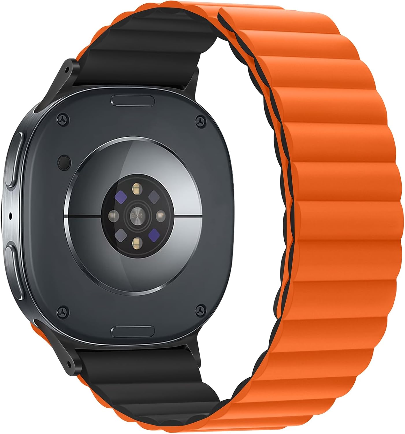 Thumbnail 6 de Anlinser Magnetic Silicone Strap for Samsung Galaxy Watch 8 / 8 Classic (44/40mm, 46mm) – Orange/Black