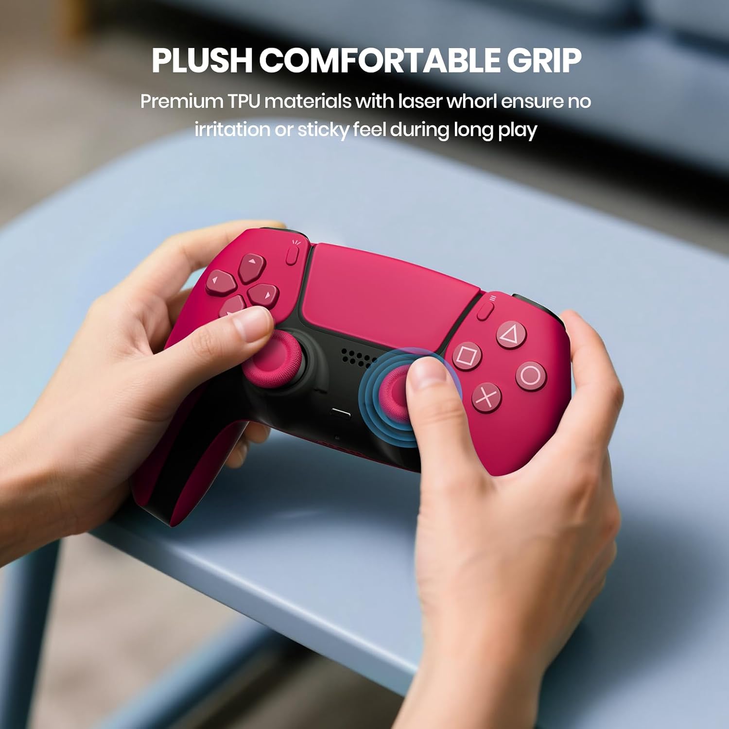 Detalle de NEWDERY Daumengriff-Joystick-Kappen für PS5/PS4-Controller (rutschfest, laserstrukturiert) – 10 Stück, Rosarot