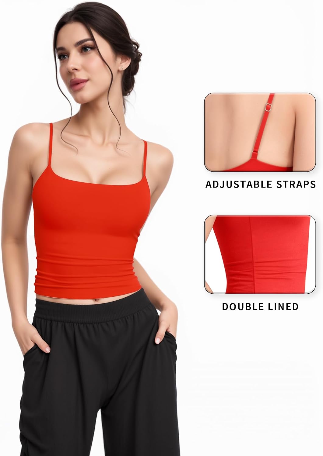 Detalle de ALGALAROUND Women Vest Tops Square Neck Double Lined Tank Top