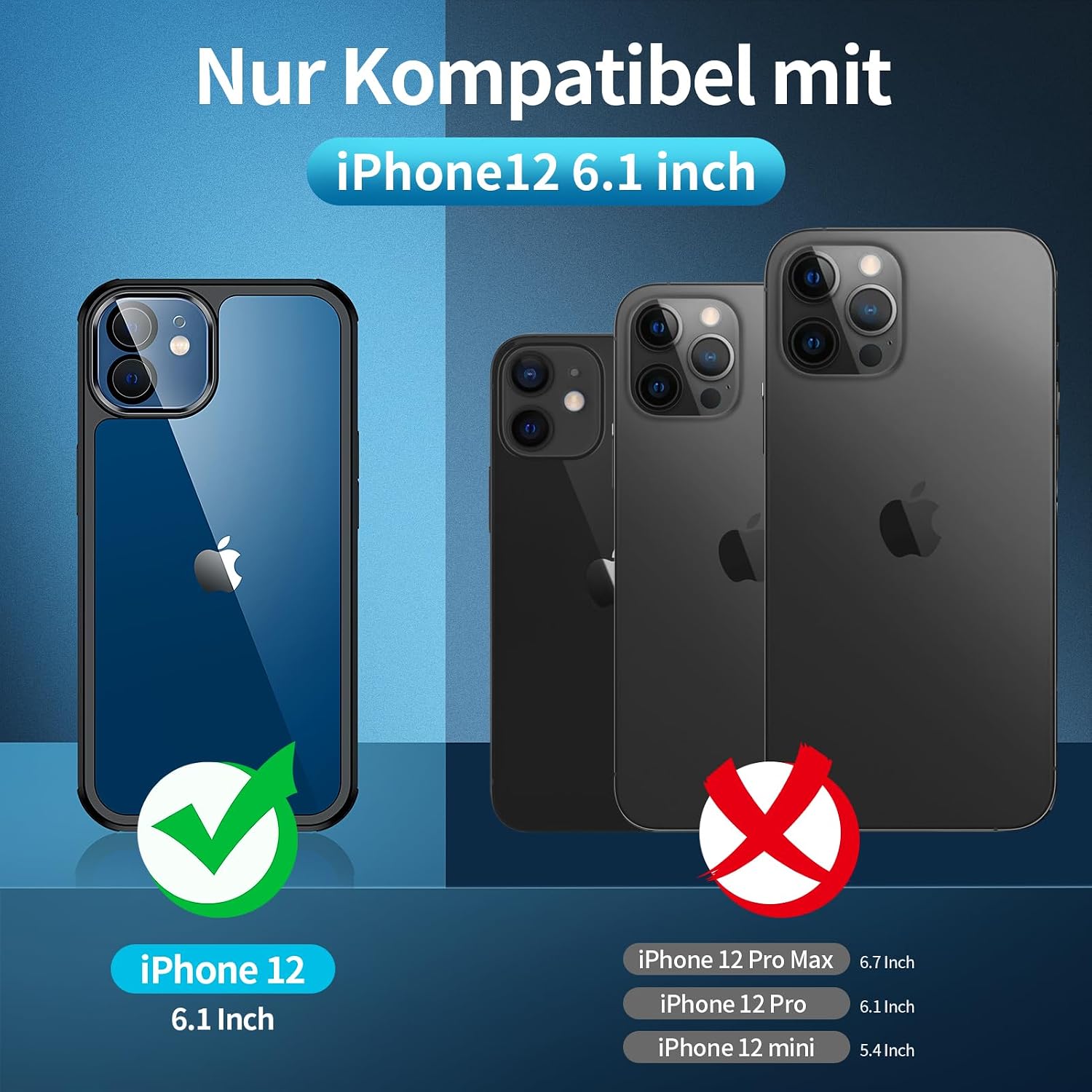 Detalle 1 de seacosmo iPhone 12 Hülle 360° Schutz Schwarz