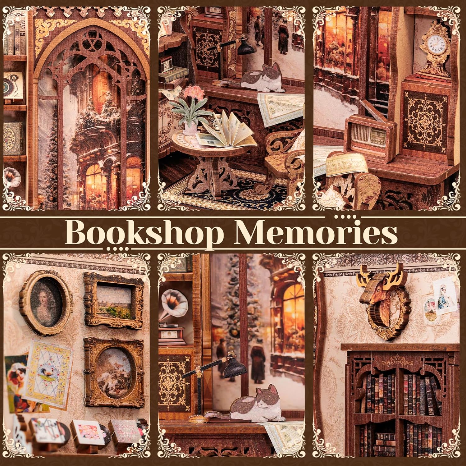 Thumbnail 4 de CUTEBEE DIY Book Nook Kit: Miniature Bookshop Memories with Sensor LED Light