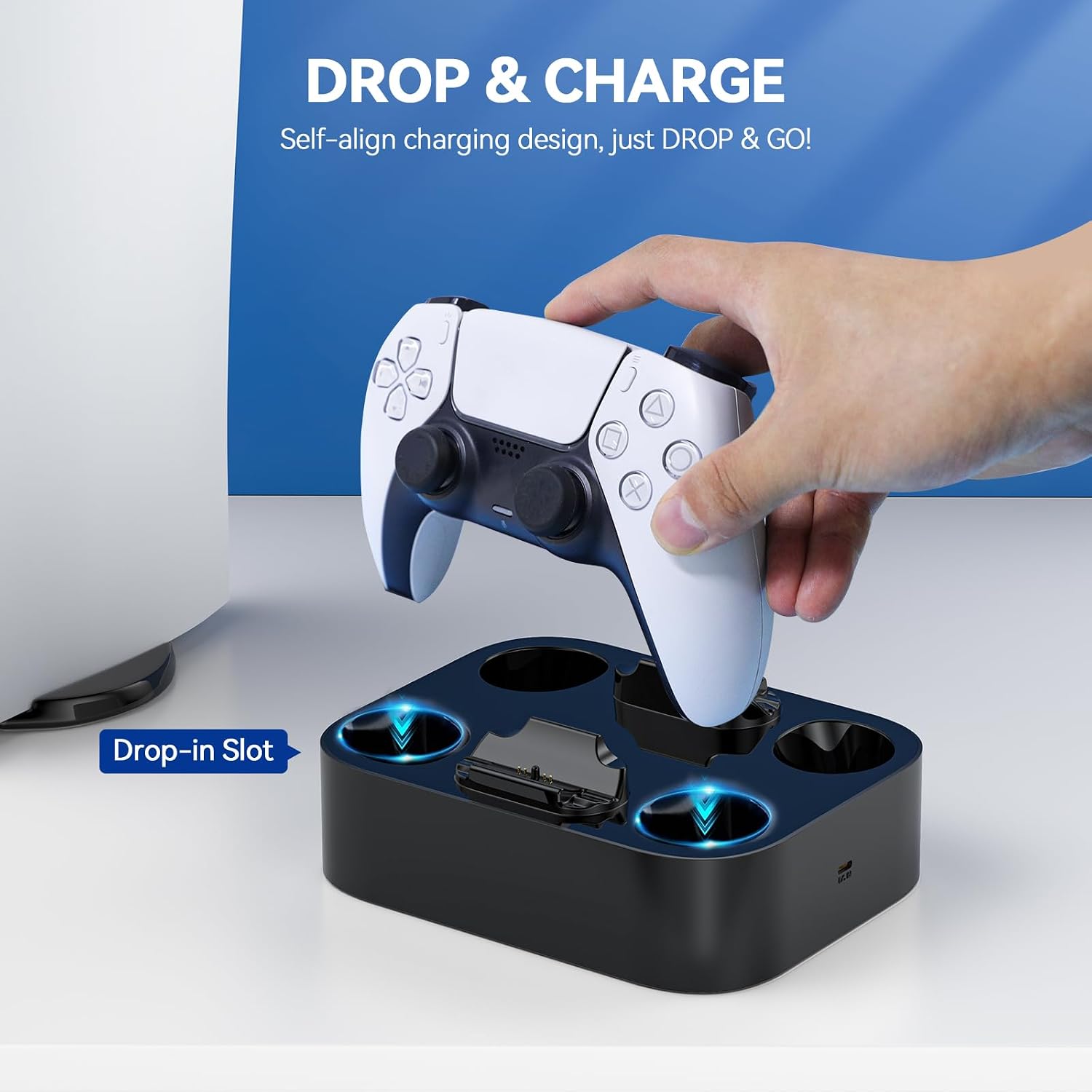 Detalle 2 de LVFAN PS5 Controller Charger Station for Dual Controllers