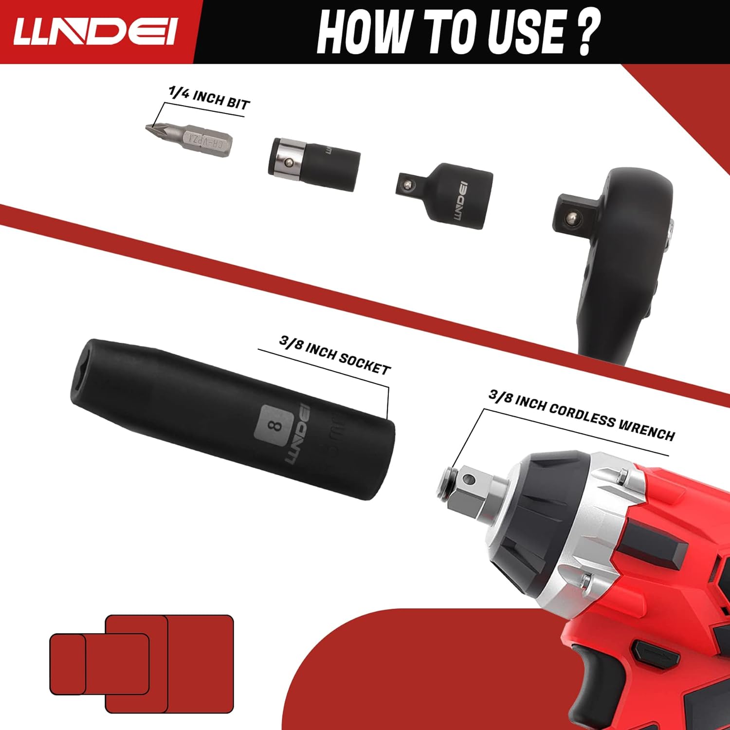 Thumbnail 3 de LLNDEI 3/8" Drive Impact Socket Set (SAE Standard + Metric, 95-Piece, 6-Point, CR-V)