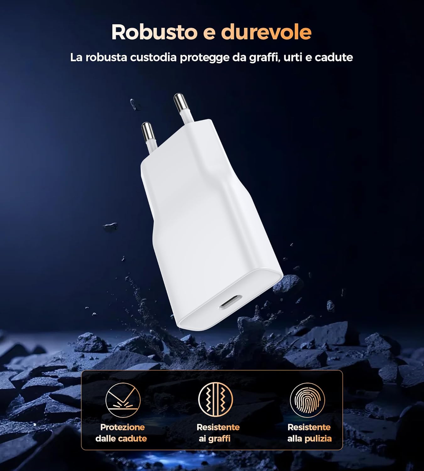 Thumbnail 4 de DEESOOCO caricatore piatto USB‑C da 20 W con cavo da 2 metri e spina USB‑A