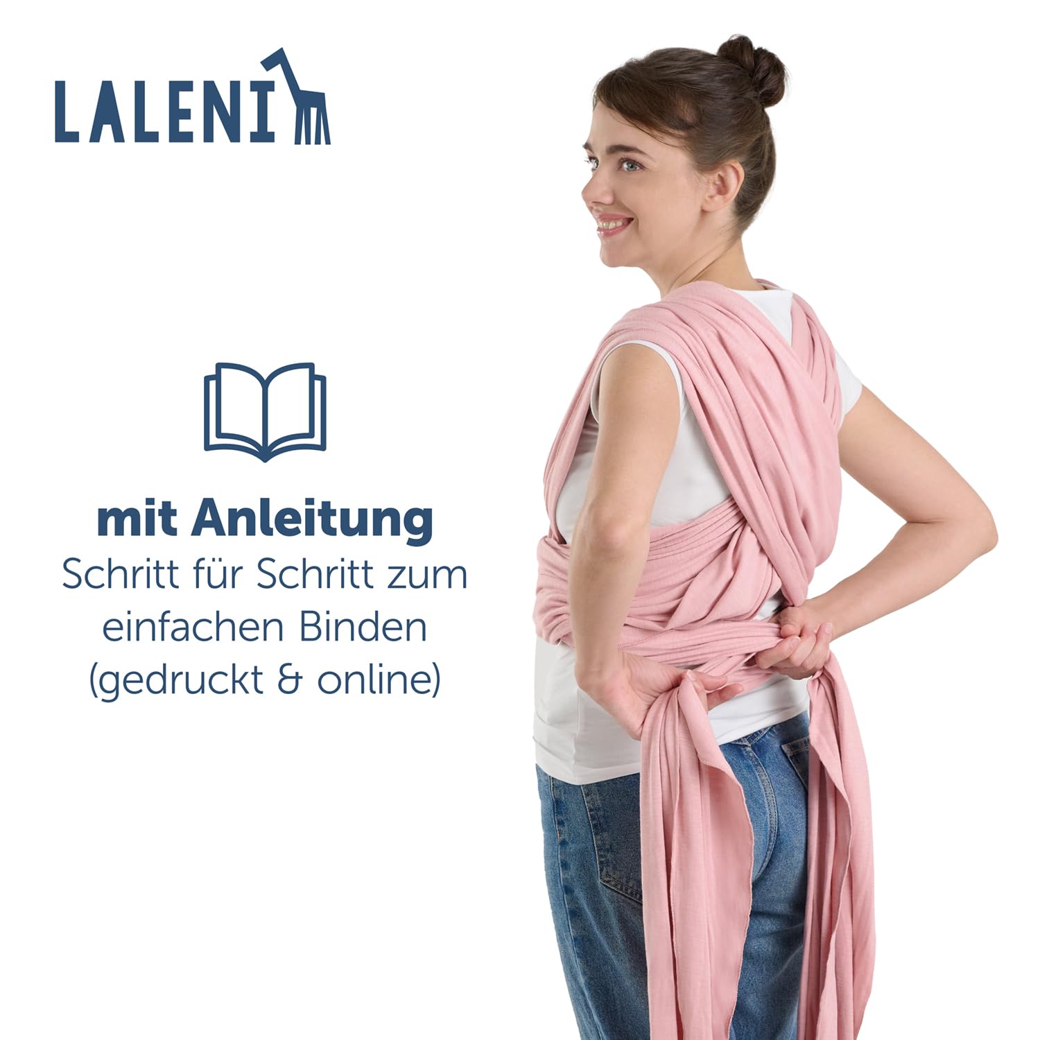 Thumbnail 6 de Laleni Tragetuch Baby neugeboren bis 15 kg (5,10 m) in Rose – weiche Baumwolle, OEKO‑TEX zertifiziert