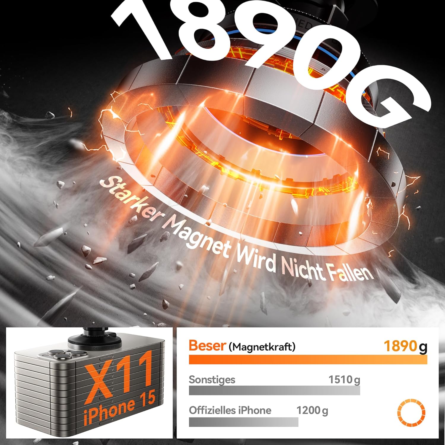 Detalle de Beser 15W Magsafe Autohalterung 15W