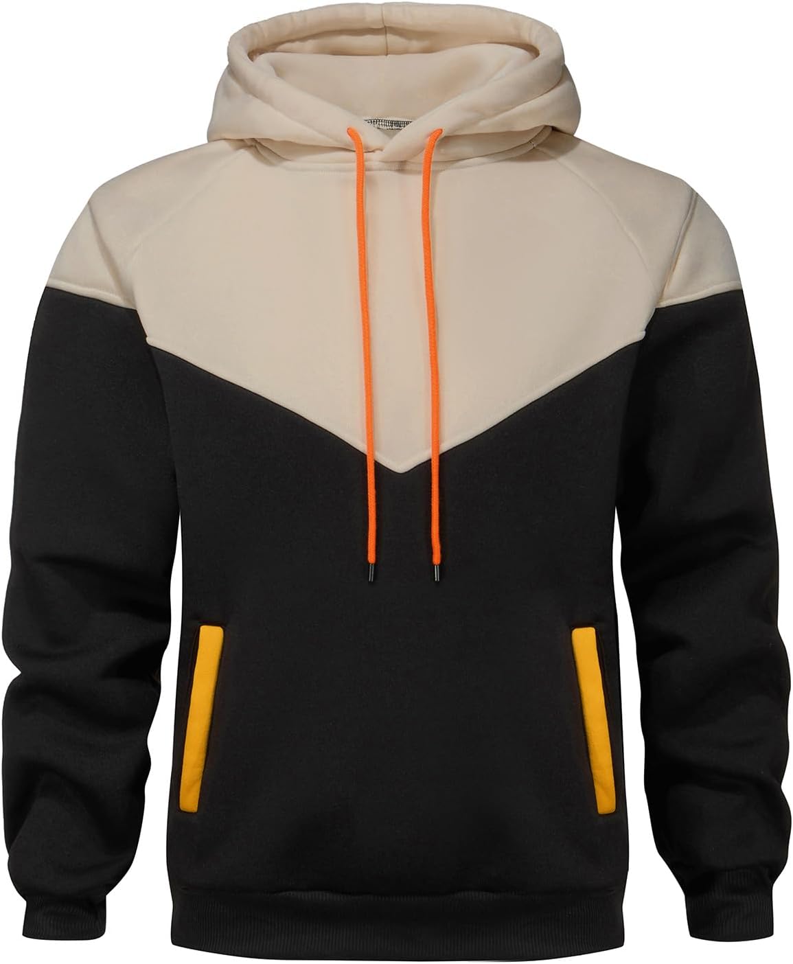 Detalle de Velinsak Colour-Block Hoodie for Men, Long-Sleeve Pullover with Pocket