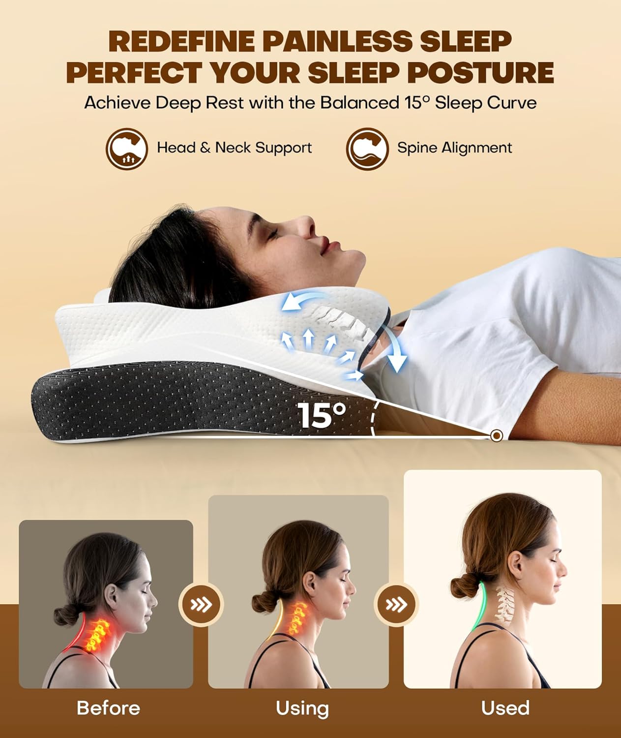 Thumbnail 1 de Cozyplayer True Cooling Cervical Neck Pillow — Ergonomic Memory Foam 1️⃣