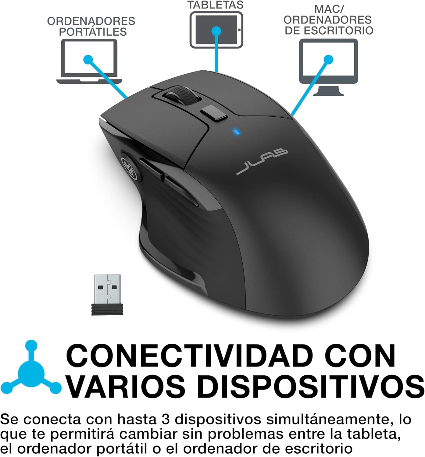 Thumbnail 1 de JLab Jbuds Ratón Inalámbrico Ergonómico y Multidispositivo 🖱