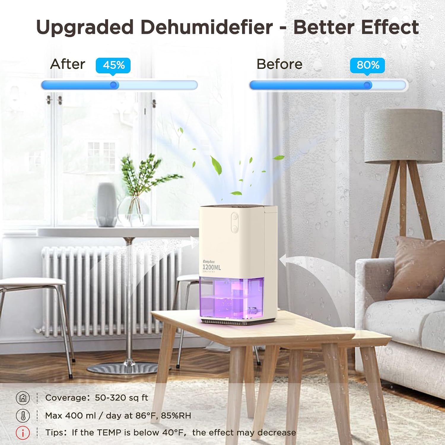 Thumbnail 1 de EasyAcc 1200ml Dehumidifier for Home Damp