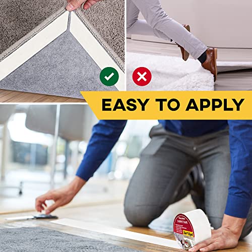 Detalle de Trazon Carpet Tape Double Sided – Heavy-Duty Rug Gripper for Hardwood Floors and Area Rugs (2 Inch x 12 Yards)