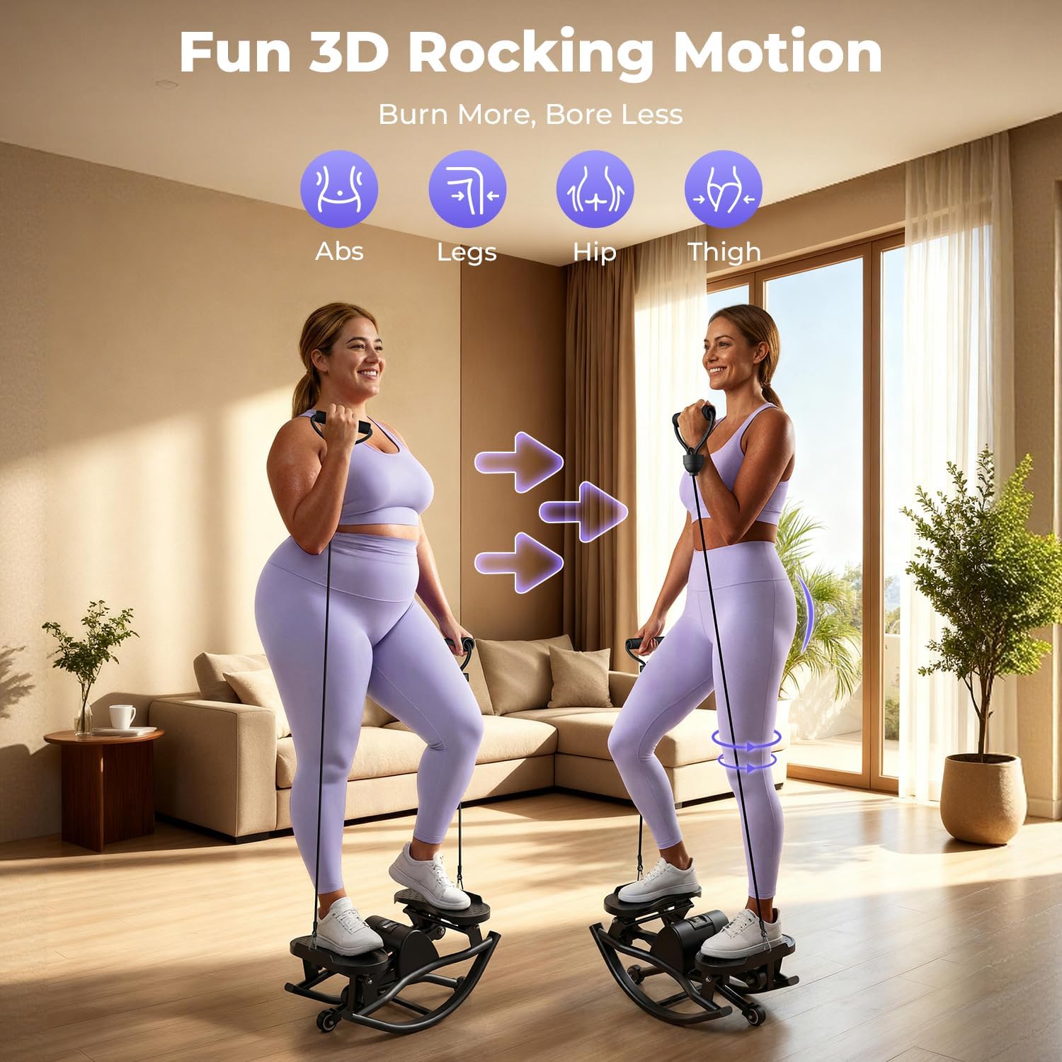 Thumbnail 1 de Rock Stepper Side to Side Rocking Stepper with Resistance Bands & LCD Monitor for Low-Impact Home Workouts