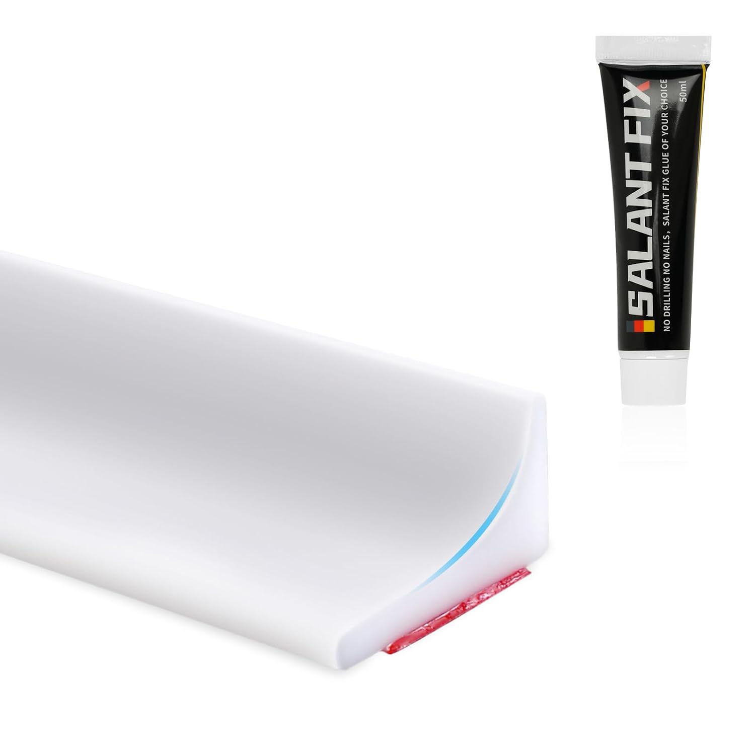 Detalle de Flintronic barriera doccia in silicone autoadesiva (3 m) pieghevole, profilo soglia per ritenzione acqua, bianco