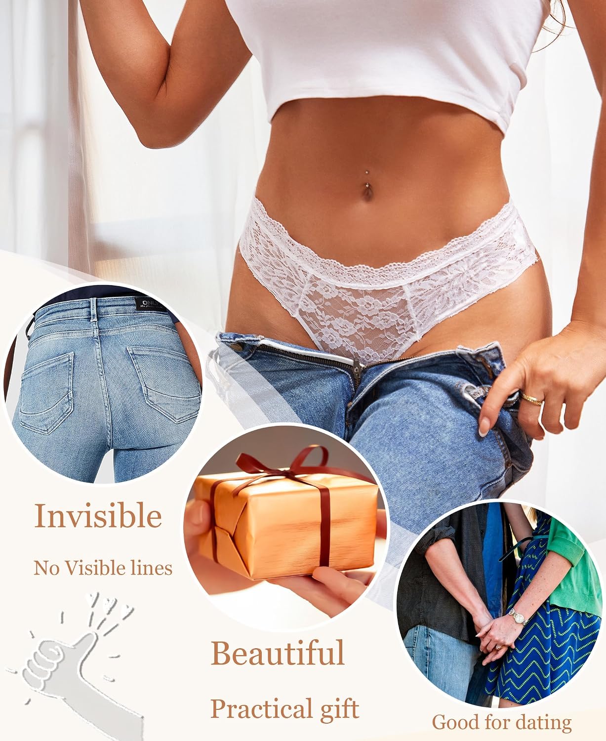 Detalle 2 de ALL OF SHE Strings dentelle, lot de 6