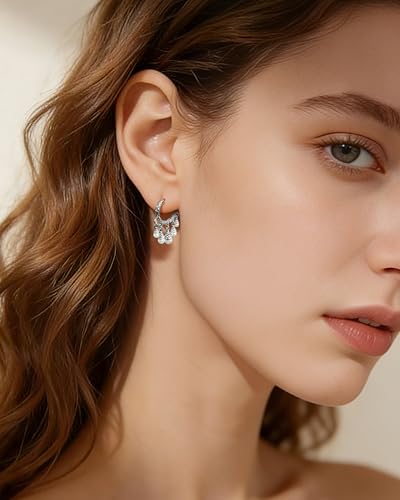 Thumbnail 2 de Zikichiky Silver Multiple Pearl Tassel Drop Earrings for Women