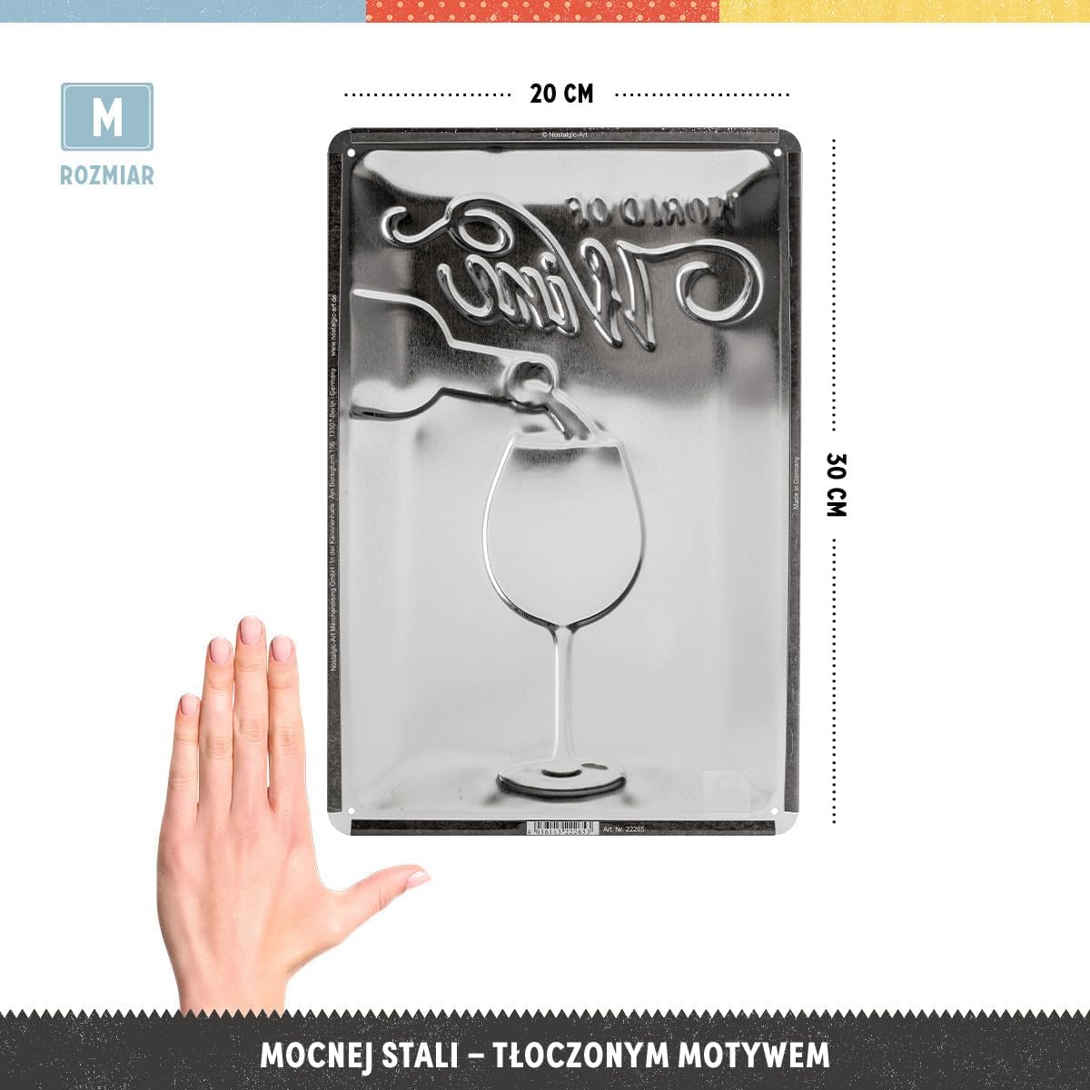 Thumbnail 1 de Nostalgic-Art 22265 metalowa tabliczka World of Wine, 20 × 30 cm, styl retro