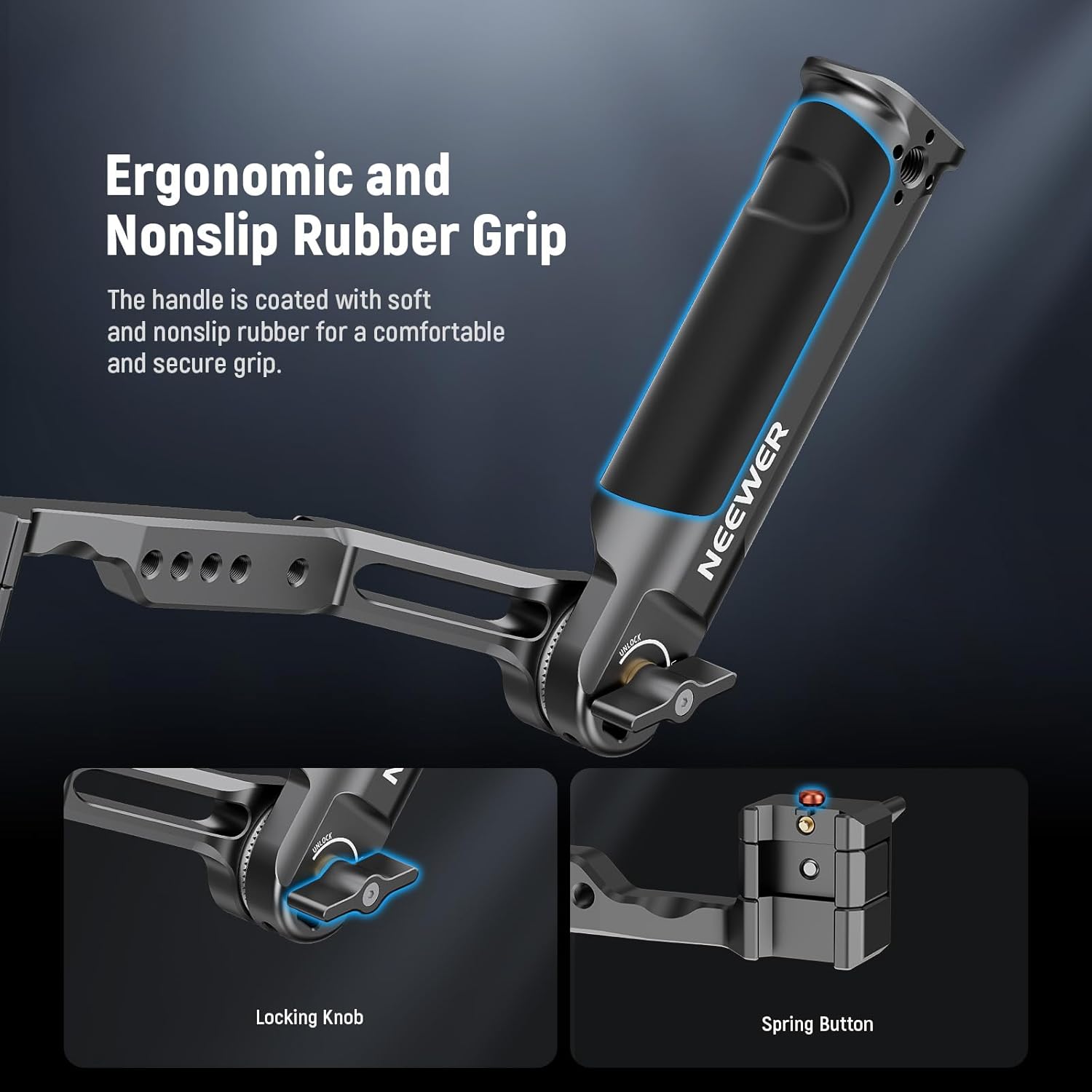 Detalle de NEEWER RS4 RS3 impugnatura cardanica regolabile con guida NATO per DJI Ronin (fino a 6 kg)