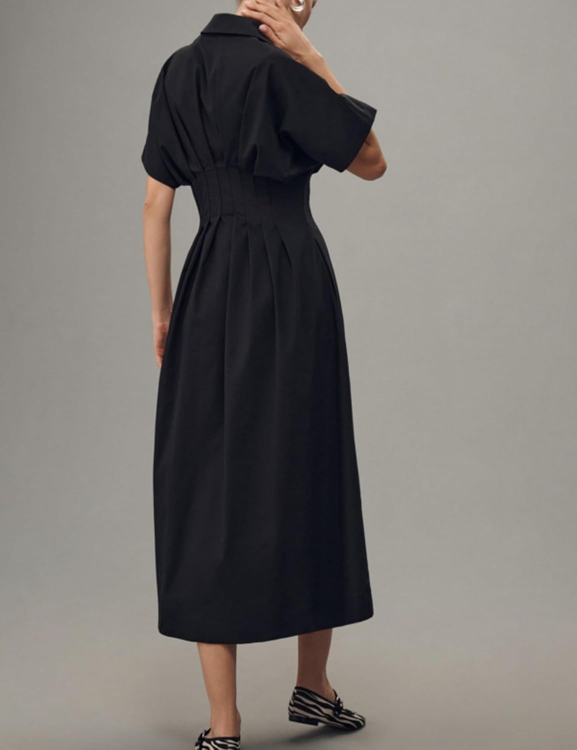 Thumbnail 2 de Yeokou Shirt Dress for Women: Summer Casual Pleated Maxi with Pockets