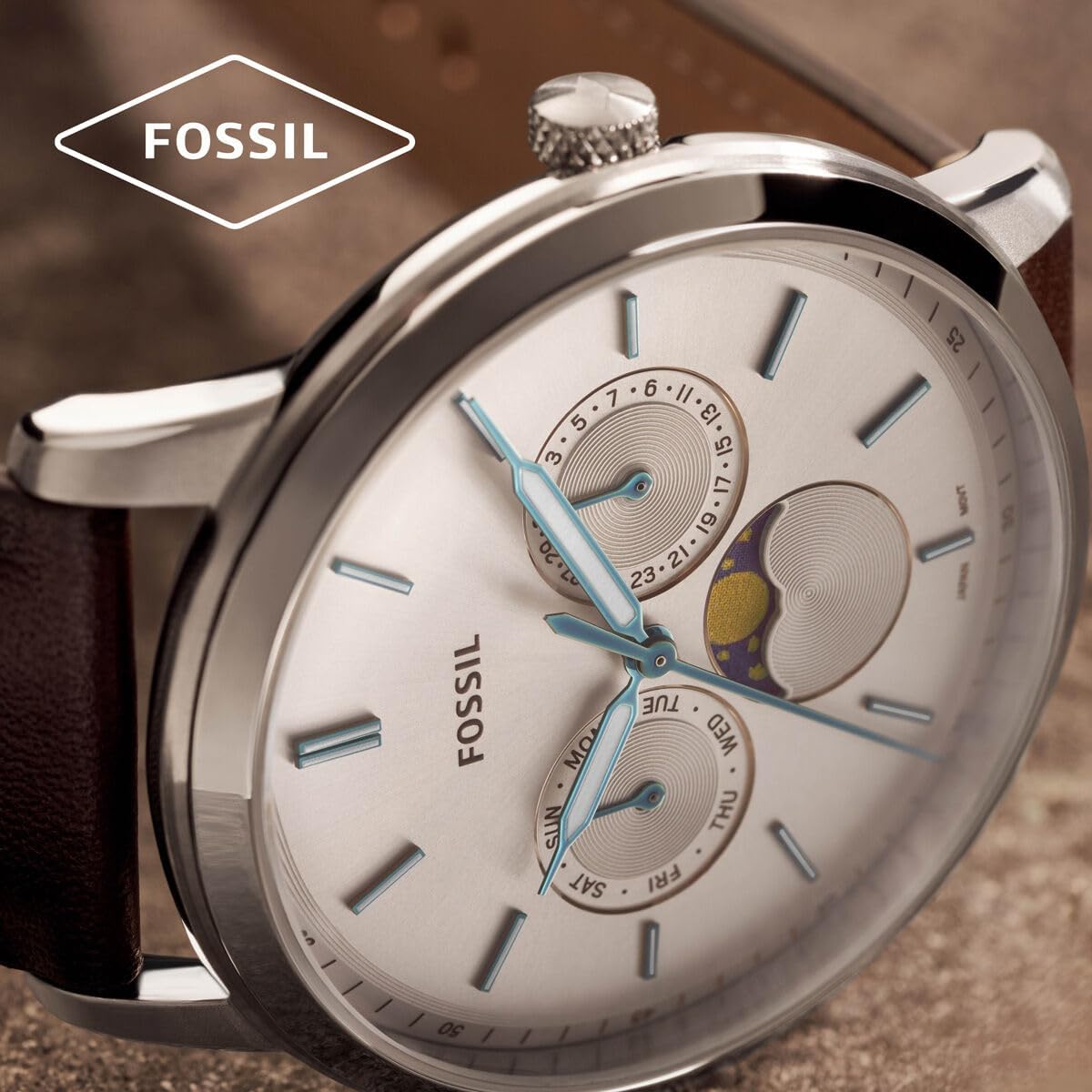 Thumbnail 3 de Fossil Neutra Herrenuhr: Mondphasen, Edelstahlgehäuse und Lederband