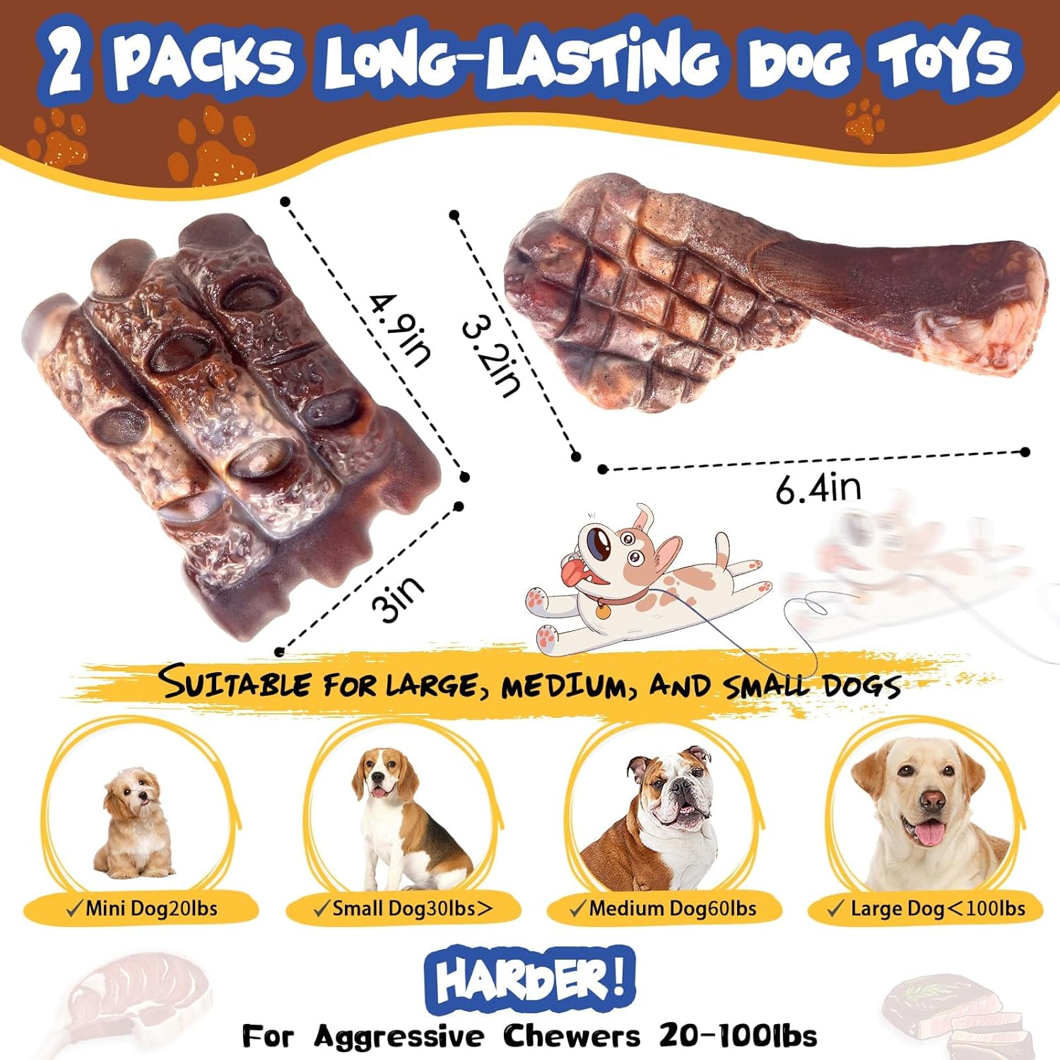 Detalle 2 de Aleath Dog Chew Toy 2-pack for Aggressive Chewers